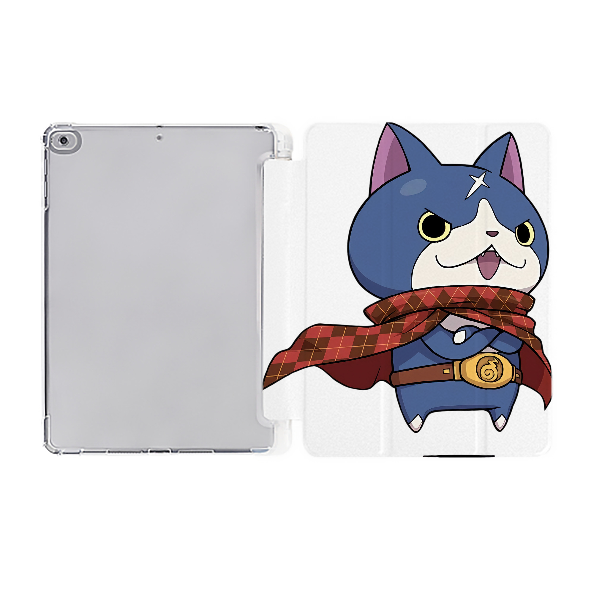 （画像用） 妖怪ウォッチ Yo-kai Watch IPad ケース ペン収納付き 三つ折りスタンド PUレザー×シリコン 対応機種9.5/10.5/10.9インチ